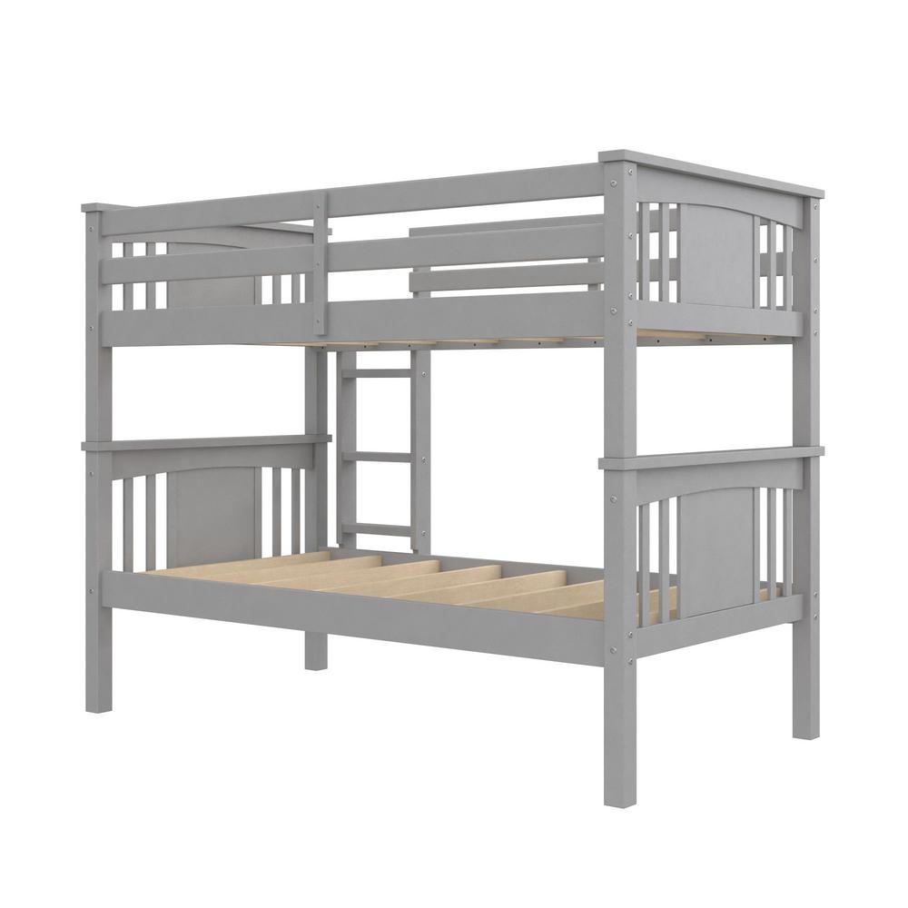 Dorel Living Dylan Gray Twin Over Twin Wood Bunk Bed for Kids-DE25203 ...