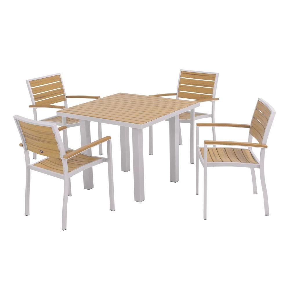 POLYWOOD Euro Textured Silver 5-Piece Plastic Outdoor ...