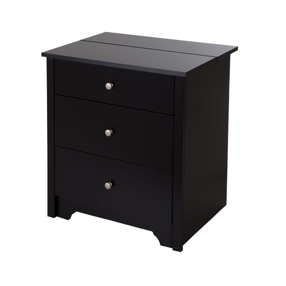 South Shore Vito 3 Drawer Pure Black Nightstand 3170060 The Home