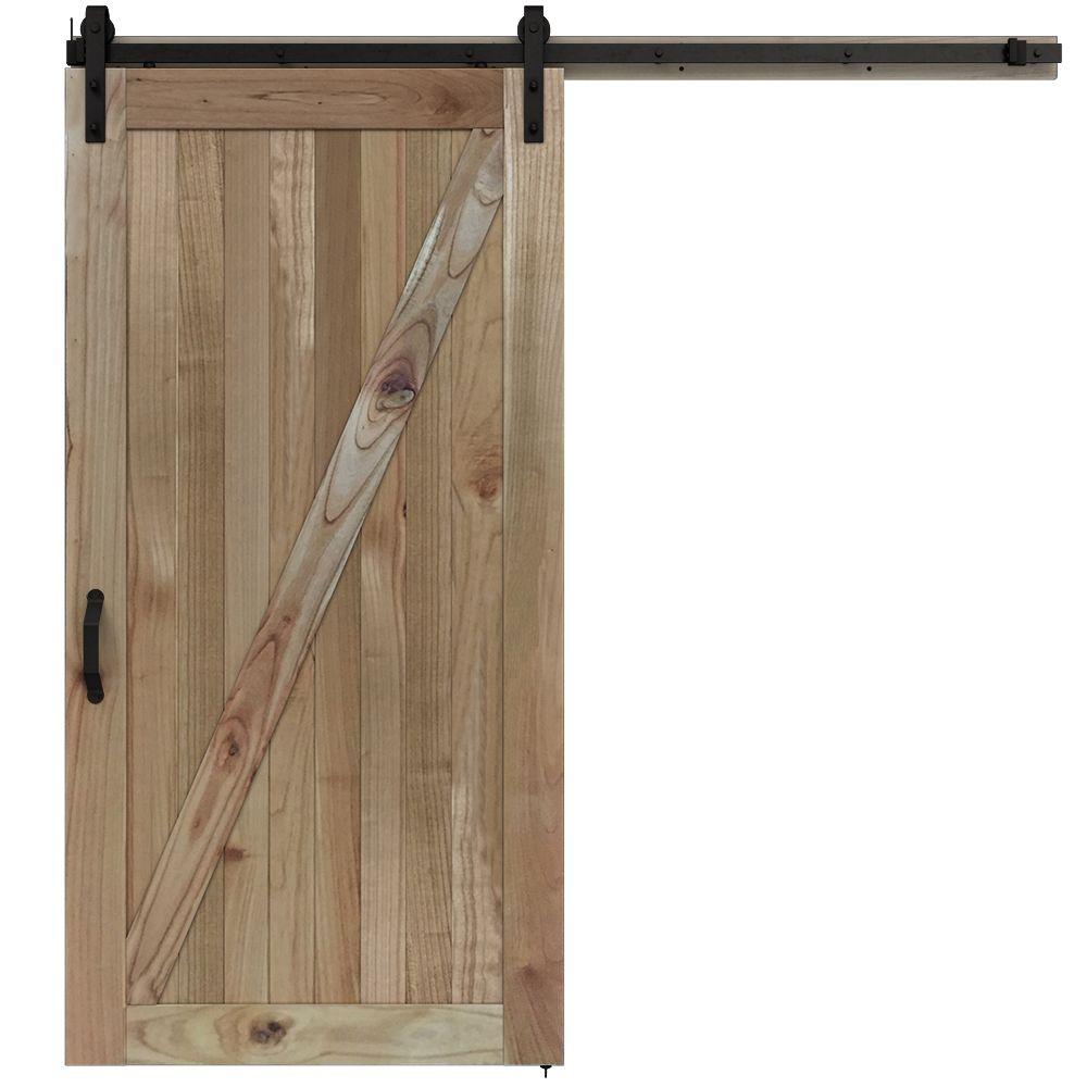 JELD-WEN 42 in. x 84 in. Rustic Unfinished Wood Barn Door ...