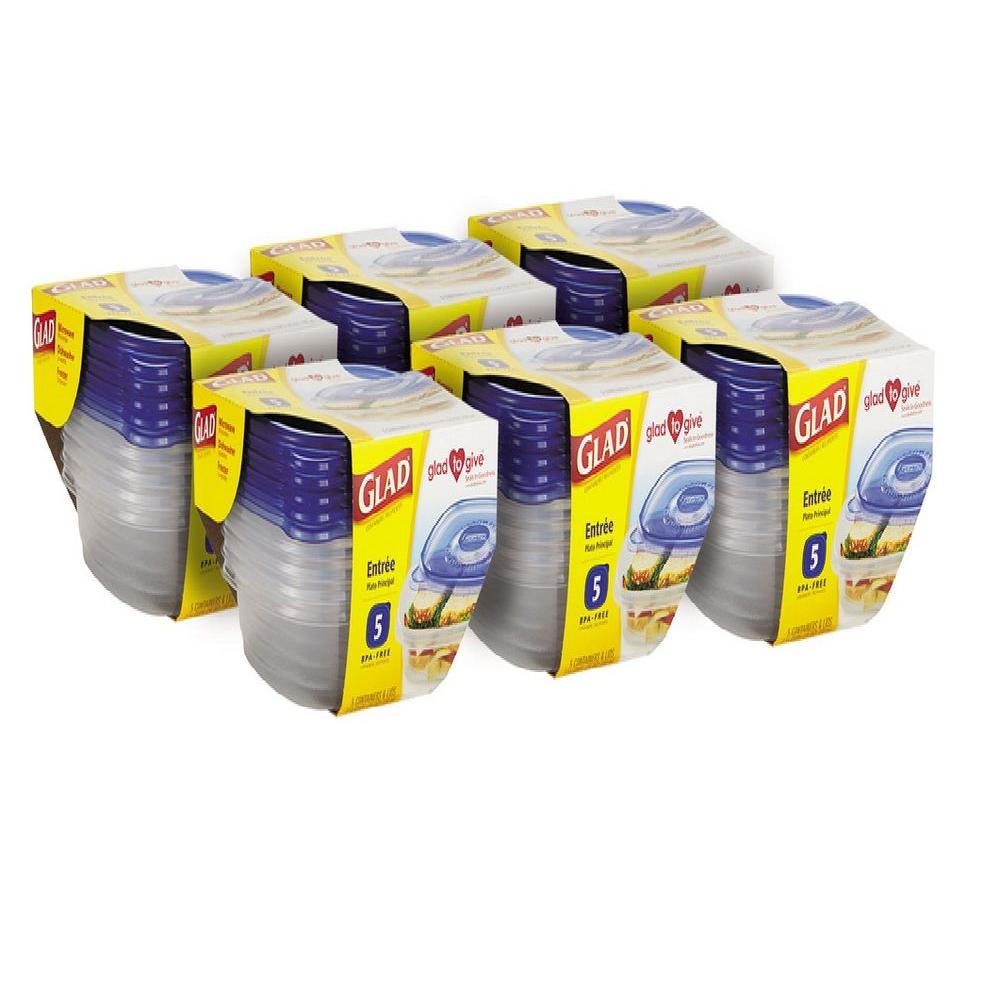 Glad 25 oz. Entree Container with Lid, Plastic and Clear (5Pack