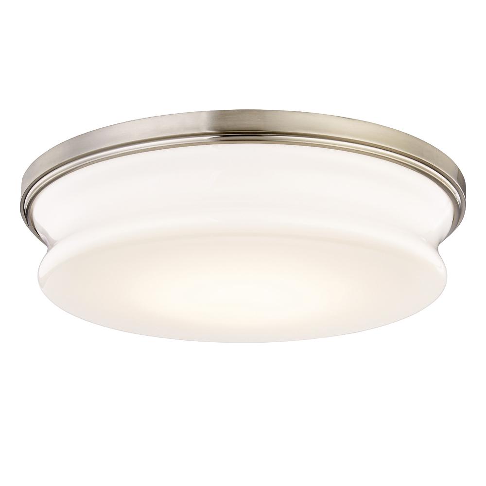 Fifth And Main Lighting Flush Mount Lights The Home Depot Drift 75 Watt Equivalence Satin Nickel Integrated Led Flushmount With Glass Shade