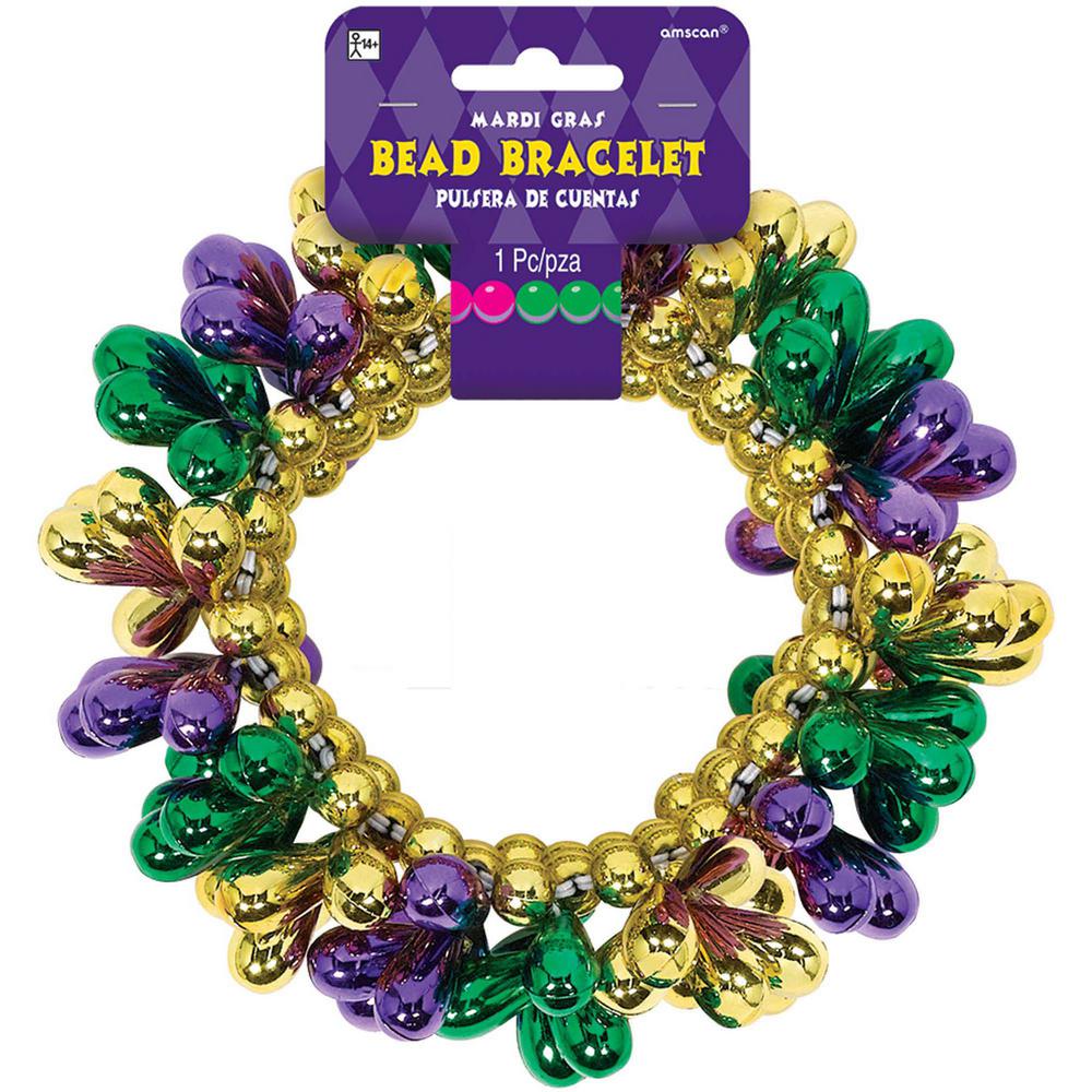 Amscan Green Purple And Gold Plastic Mardi Gras Beaded Bracelet