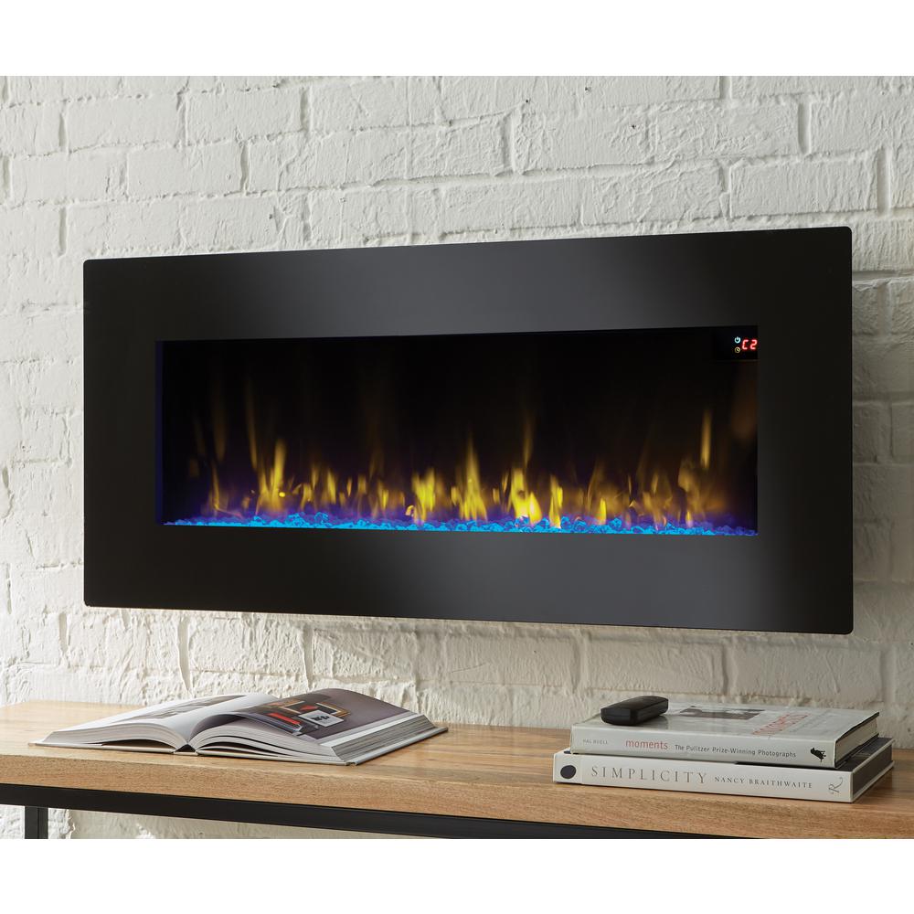 Black Electric Fireplaces The Home Depot Infrared Wall Mount Electric Fireplace