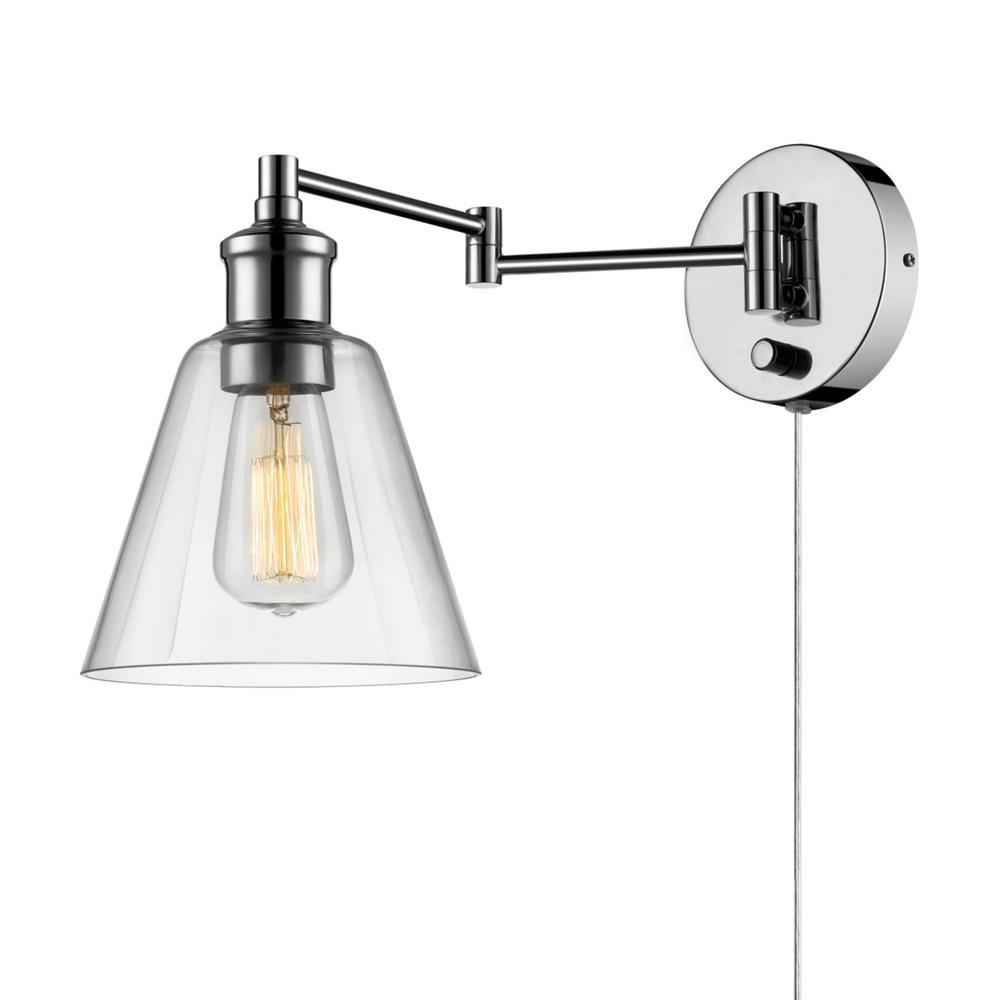 Globe Electric Leclair 1 Light Chrome Swing Arm Wall Sconce 65704 The Home Depot