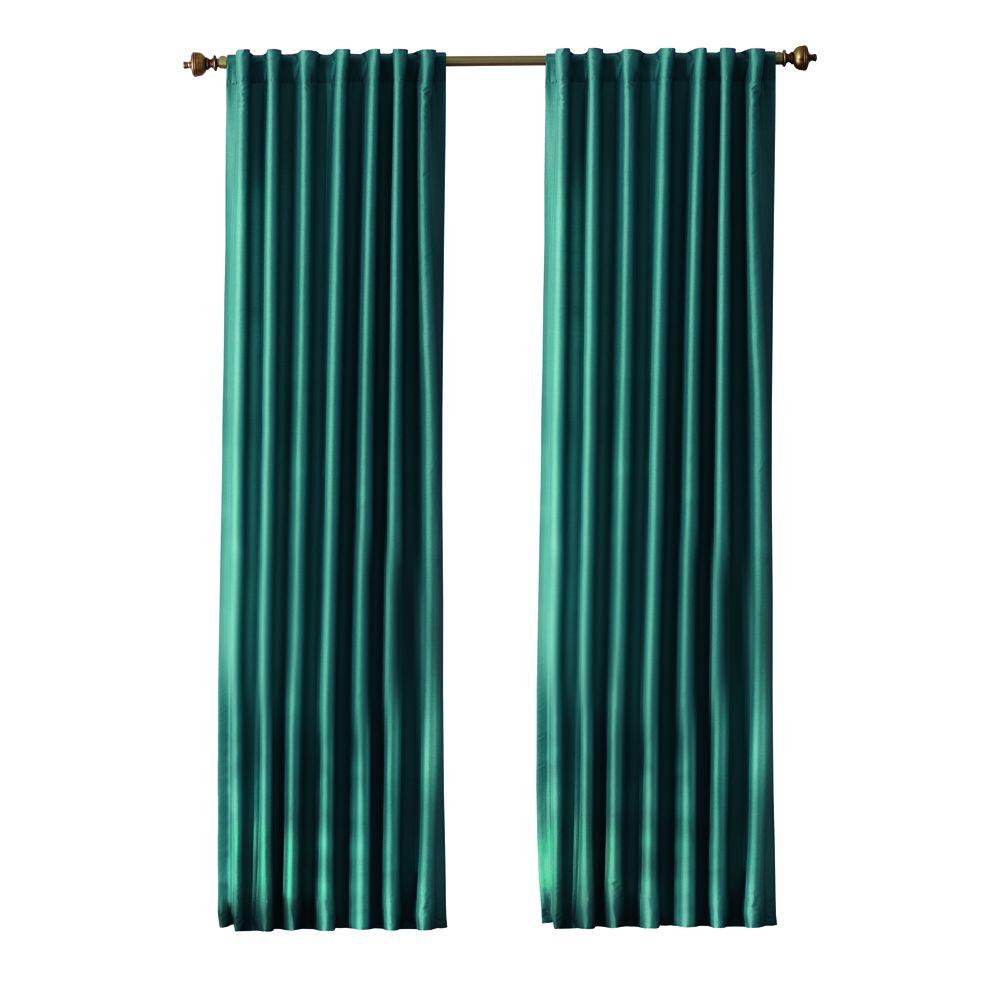 Home Decorators Collection Teal Slub Faux Silk Back Tab Curtain Home Decorators Collection Teal Slub Faux Silk Back Tab Curtain