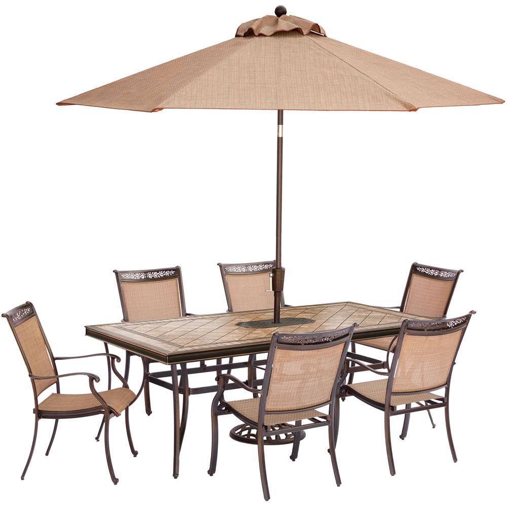 Hanover Fontana 7-Piece Aluminum Rectangular Outdoor Dining Set with Tile-Top... by Hanover
