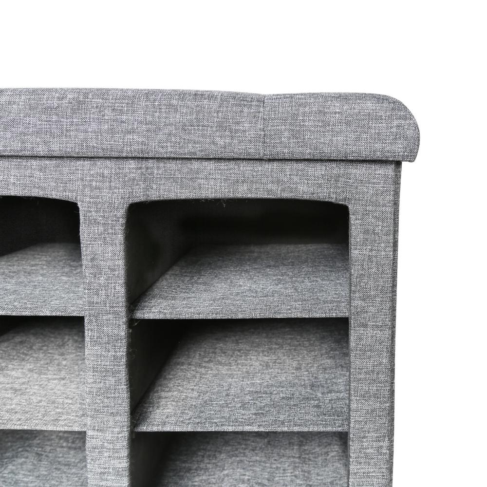 Seville Classics Gray 9 Bin Tufted Entryway Shoe Storage Bench Web591 The Home Depot