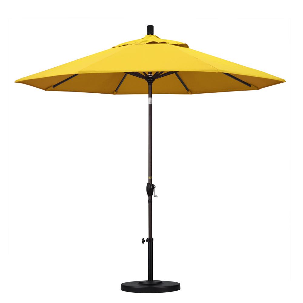 California Umbrella 9 ft. Aluminum Push Tilt Patio Umbrella in Lemon ...