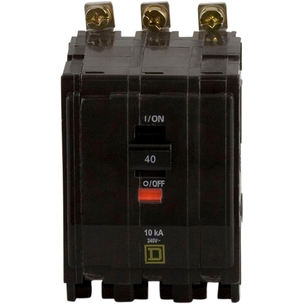 breakers n Bolt QOB340 Square 40 Breaker 3 Amp D Pole Circuit QO On