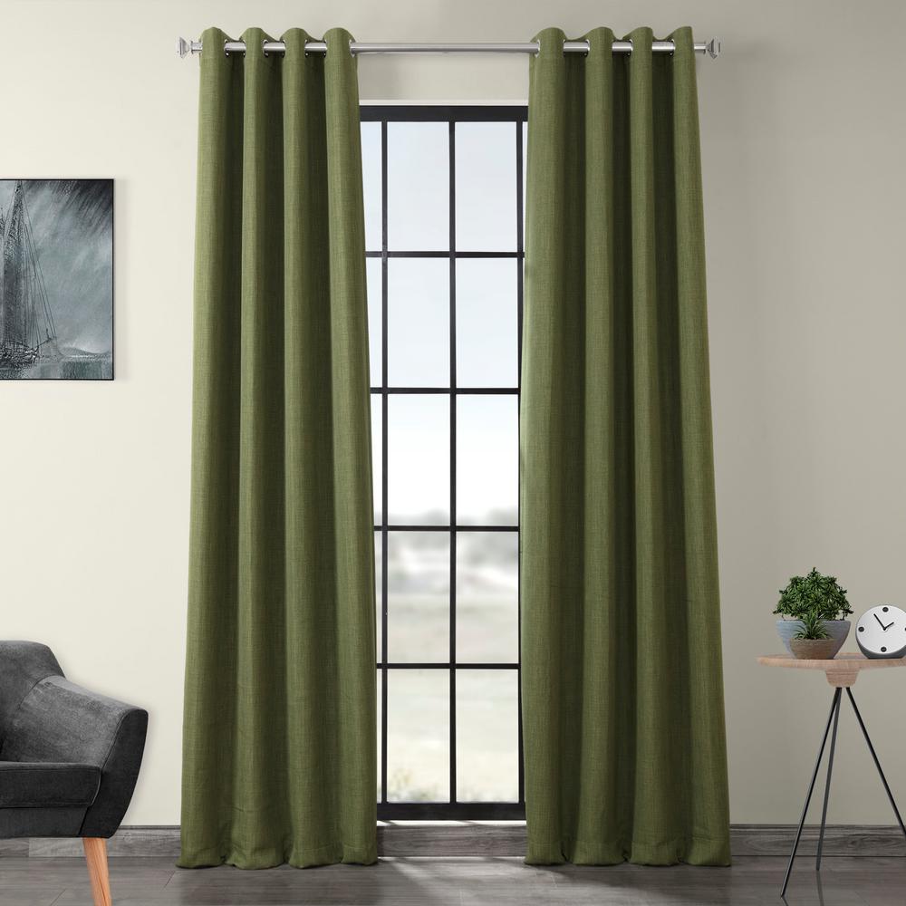Exclusive Fabrics Furnishings Tuscany Green Faux Linen Grommet