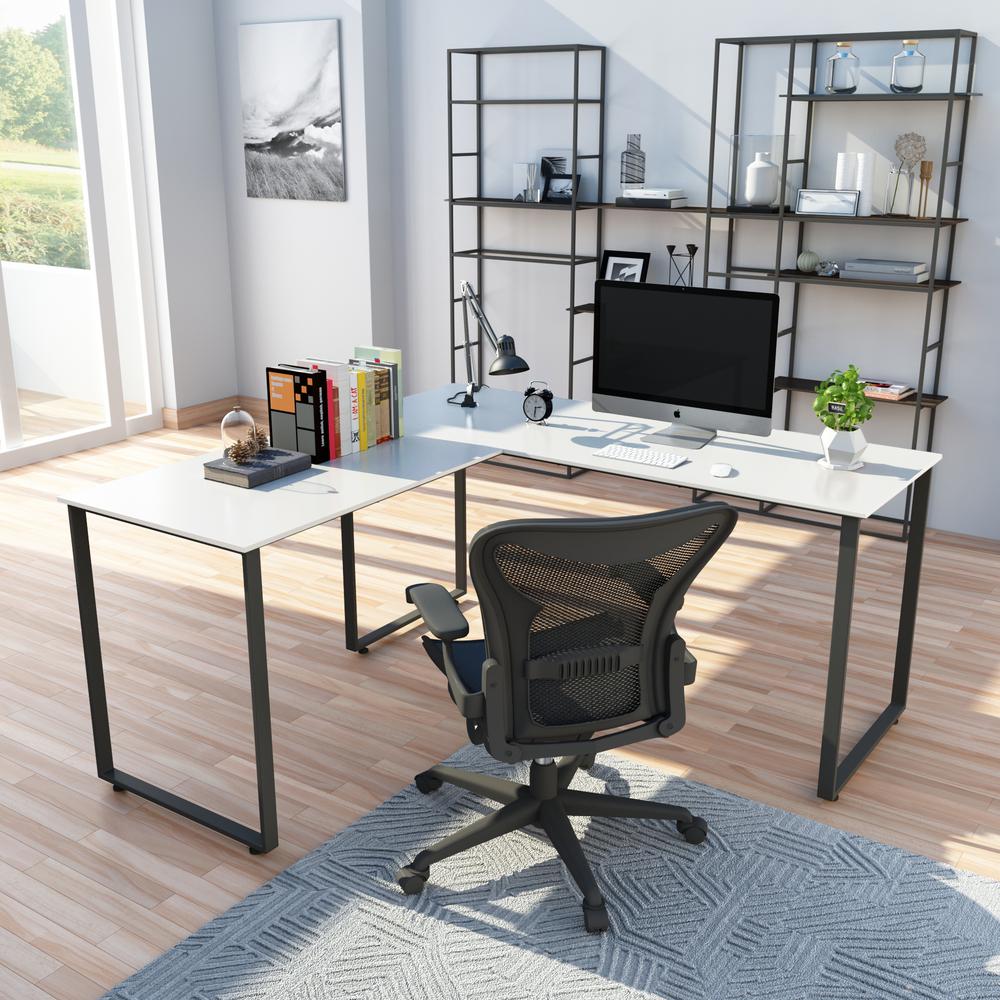 Merax Black L Shaped Workstation Laptop Table Corner Desk