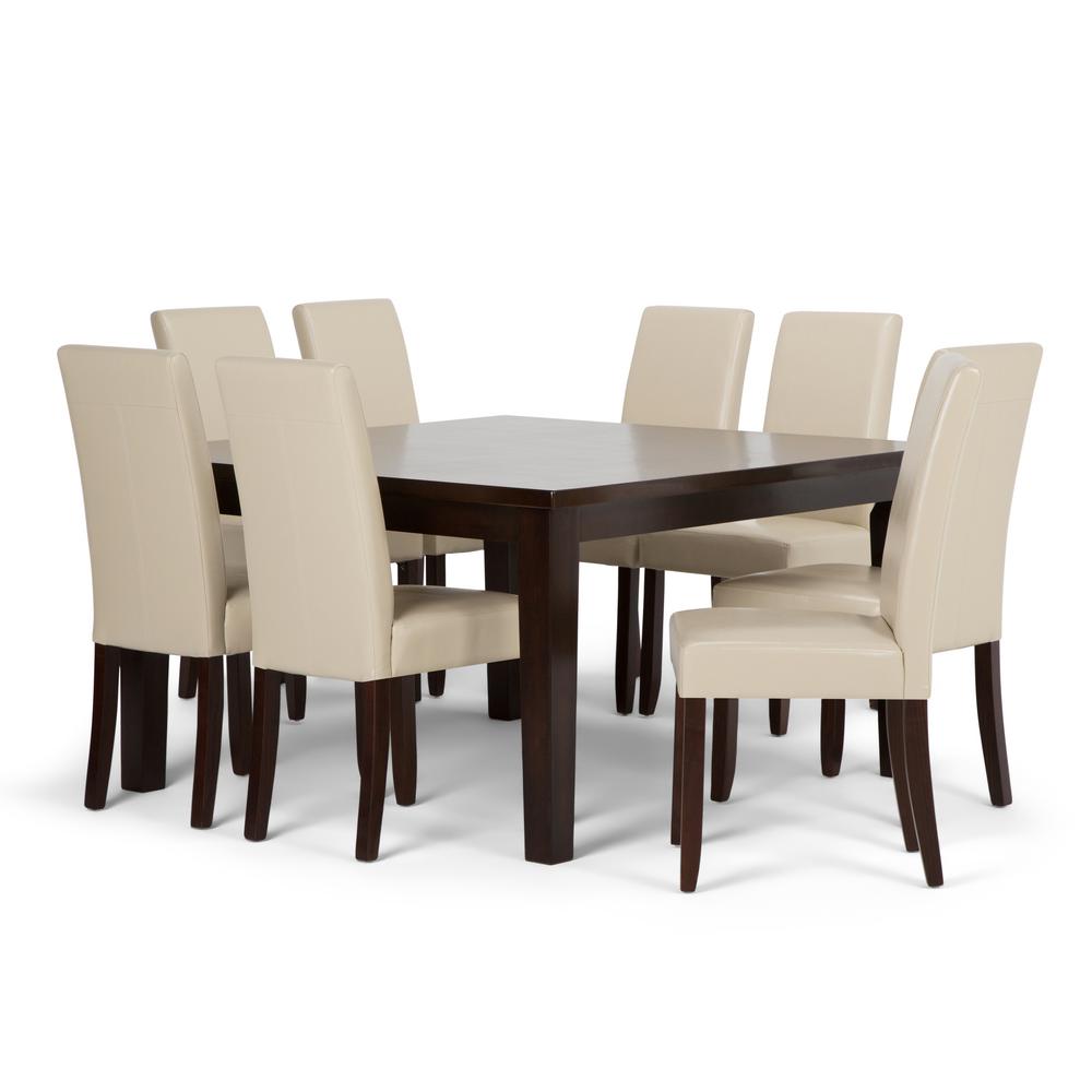 Simpli Home Acadian 9-Piece Satin Cream Dining Set-AXCDS9-ACA-CR - The