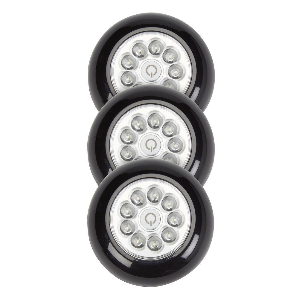 Black Battery Puck Lights Under Cabinet The Home Depot Black 9 Led Anywhere Puck Light 3 Pack