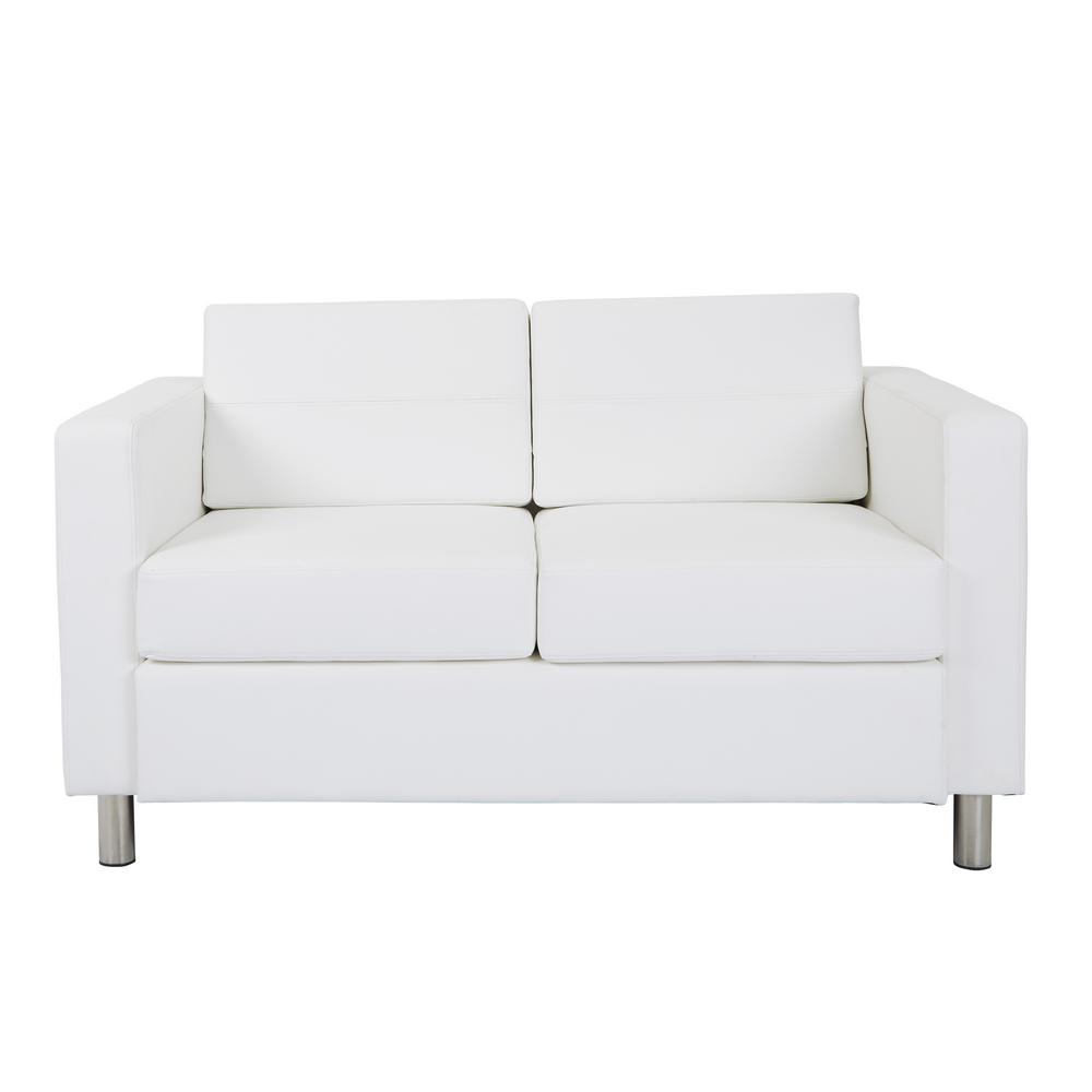 Modern White Fabric Sofas Loveseats Living Room Furniture Atlantic Dillon Snow Fabric Loveseat With Dual Charging Station