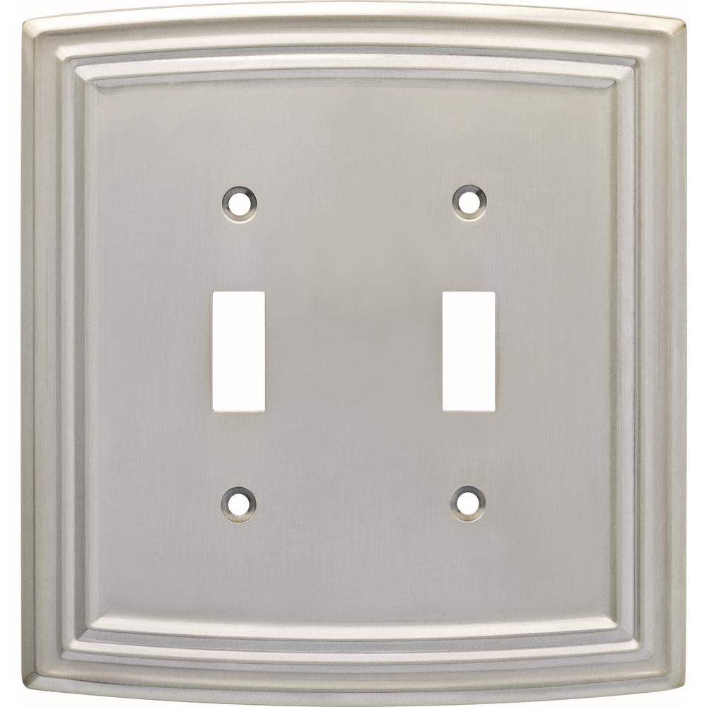 Hampton Bay Emery Decorative Double Light Switch Cover, Satin Nickel