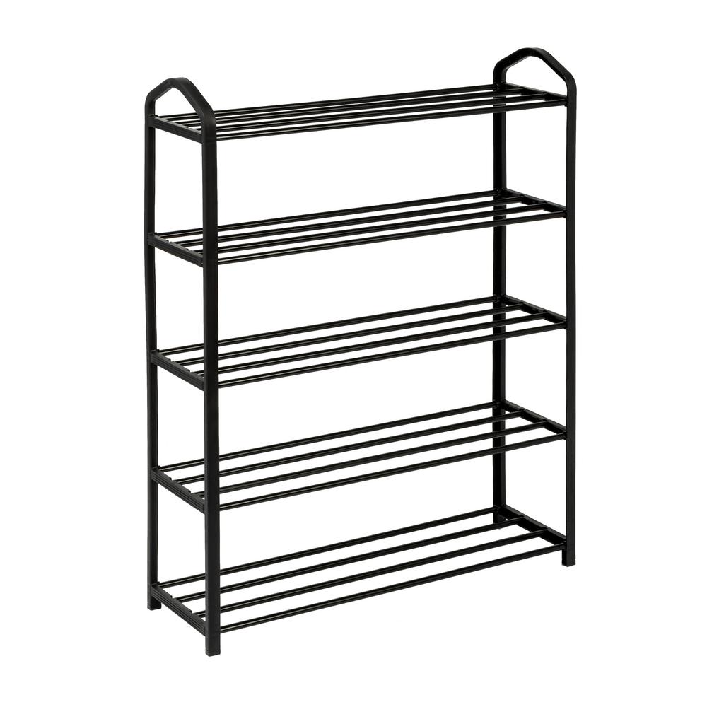 Simplify 50 Pair Black Shoe Rack 23205 Black The Home Depot