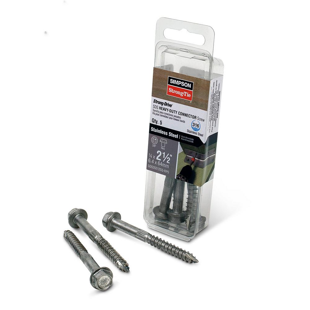 Simpson Strong-Tie 2-1/2 in. Hex-Head Stainless Steel Heavy-Duty Strong ...