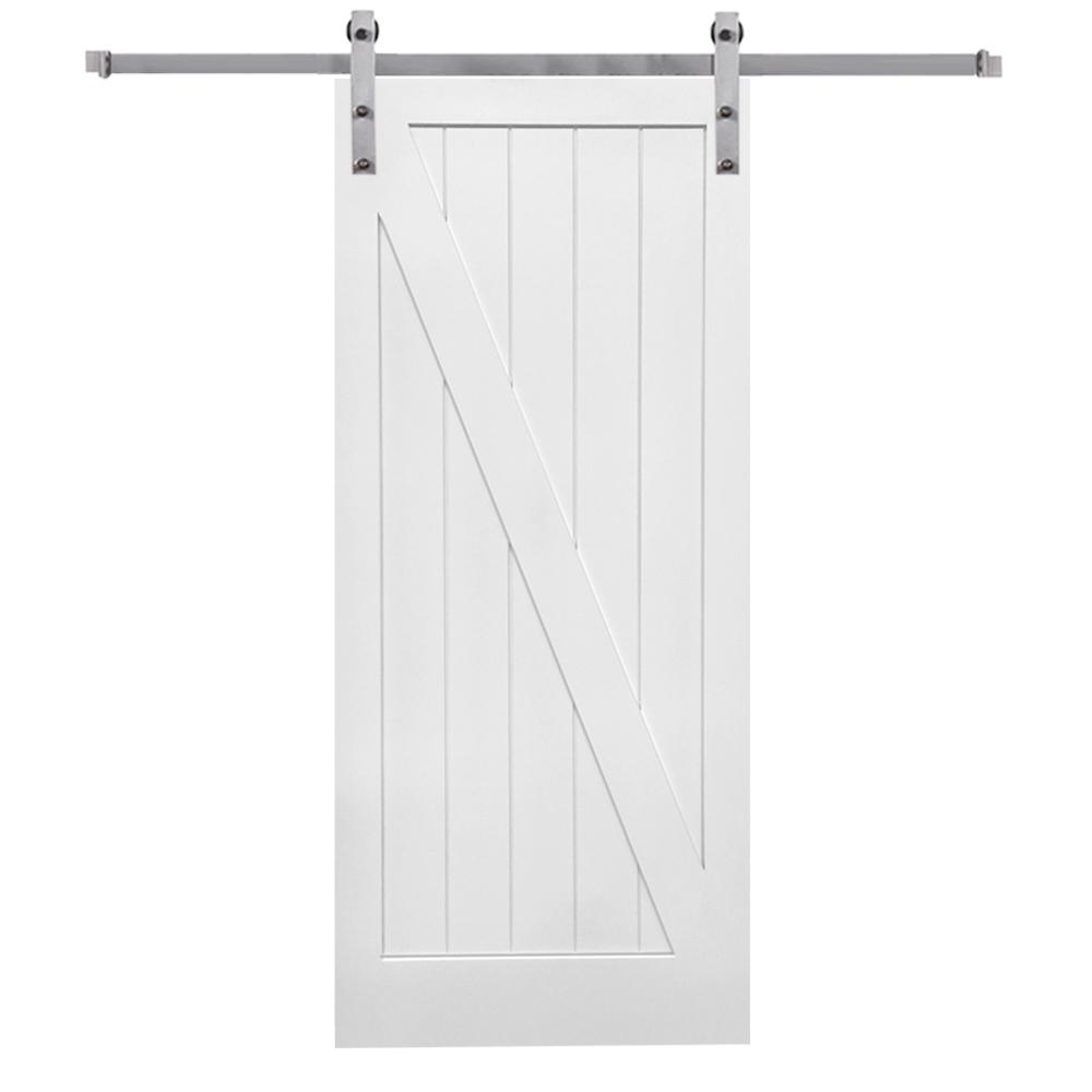 MMI Door 36 in. x 84 in. Primed ZPlank MDF Barn Door with Sliding Door Hardware KitZ0341692