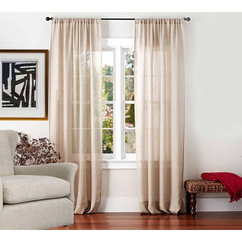 A1 Home Collections Sheer Linen Drape In Light Beige 50 In X 84