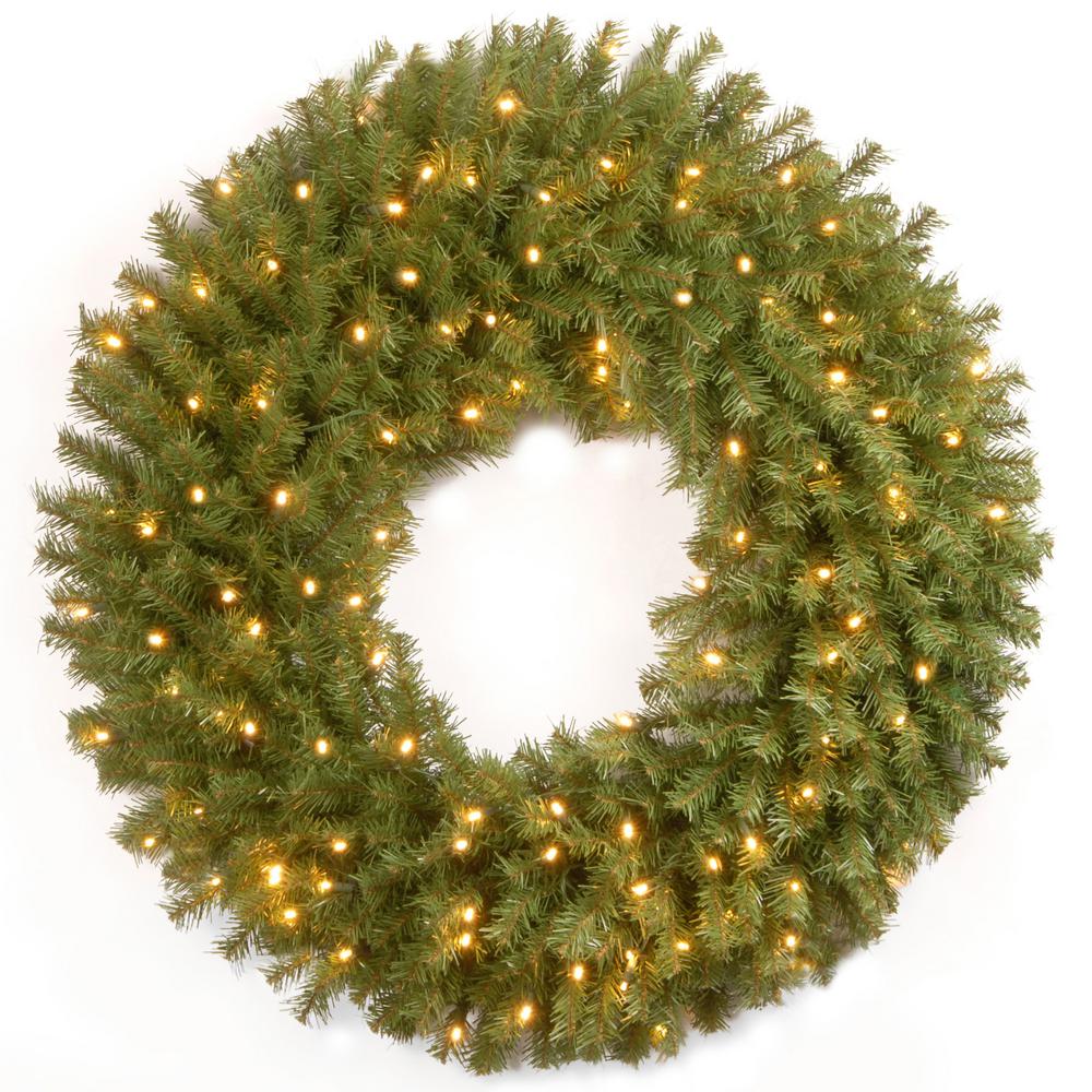 30 in. Battery Operated Norwood Fir Wreath with Warm White LED Lights