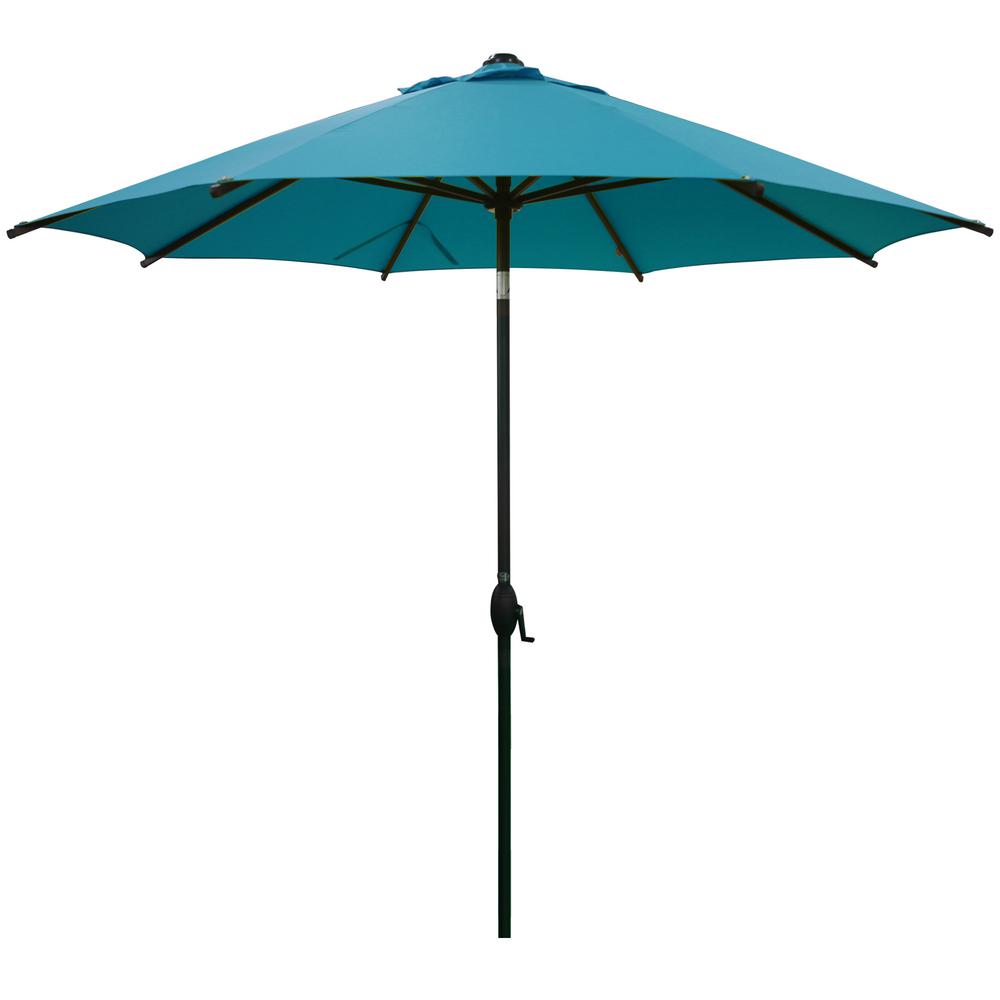 Abba Patio 9 Ft Market Patio Umbrella Steel Pole With Auto Tilt And Crank Turquoise 8 Ribs Ap9388ctal The Home Depot