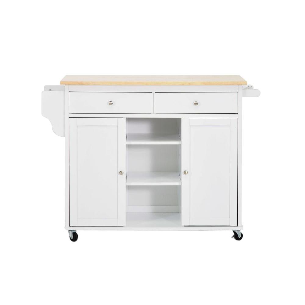 Baxton Studio Meryland White Kitchen Cart With Storage 28862 5408