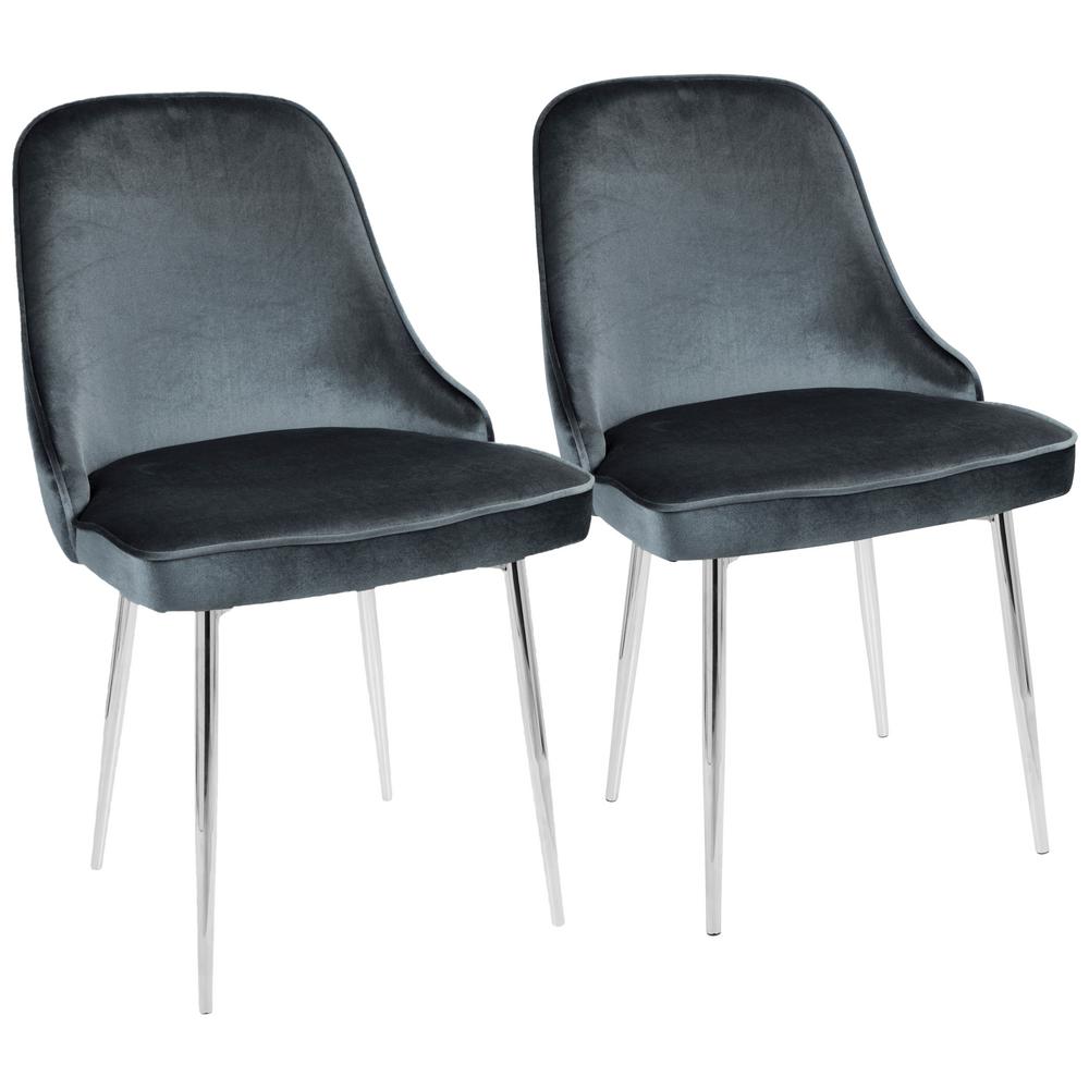 Lumisource Chrome And Blue Marcel Velvet Dining Chair Set Of 2 Dc Lumisource Chrome And Blue Marcel Velvet Dining Chair Set Of 2