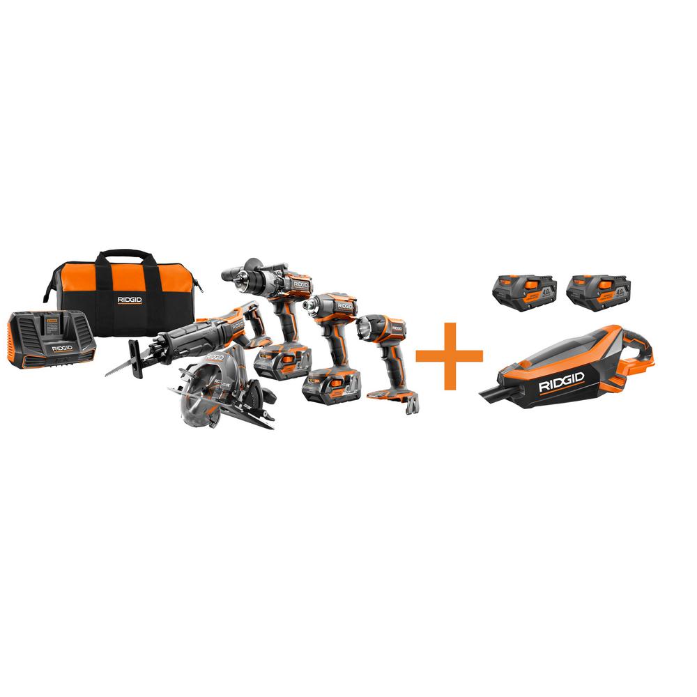 Ridgid 18-Volt GEN5X Cordless Lithium-Ion Combo Kit (6-Tool) with (4) 4.0Ah... by RIDGID