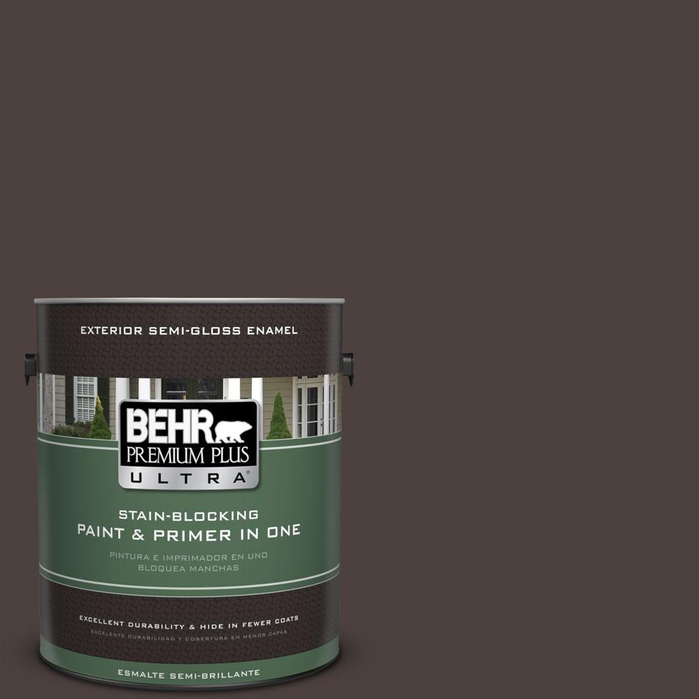 BEHR Premium Plus Ultra 1gal. 790B7 Bitter Chocolate SemiGloss Enamel Exterior Paint585301