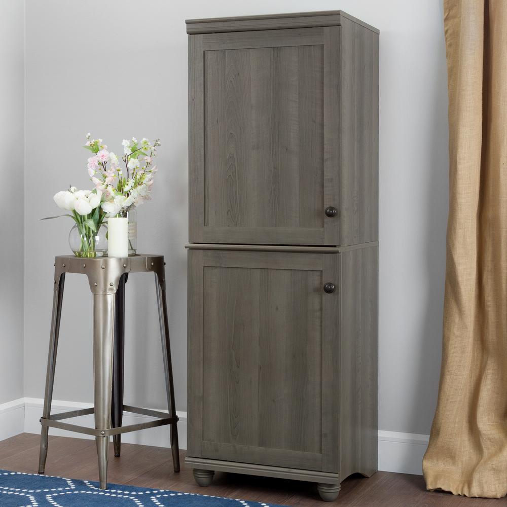 South Shore Hopedale Gray Maple 2 Door Narrow Storage Cabinet