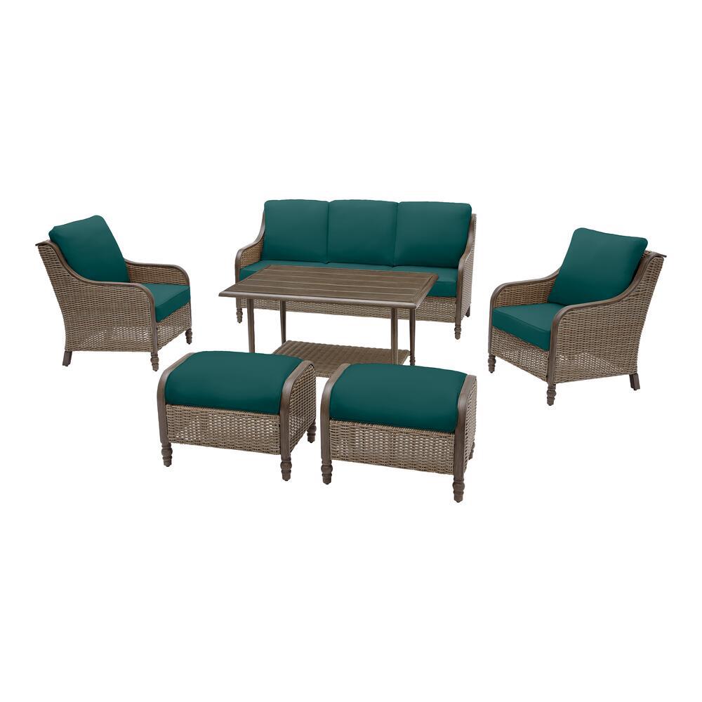 Hampton Bay Windsor 6-Piece Brown Wicker Outdoor Patio Conversation