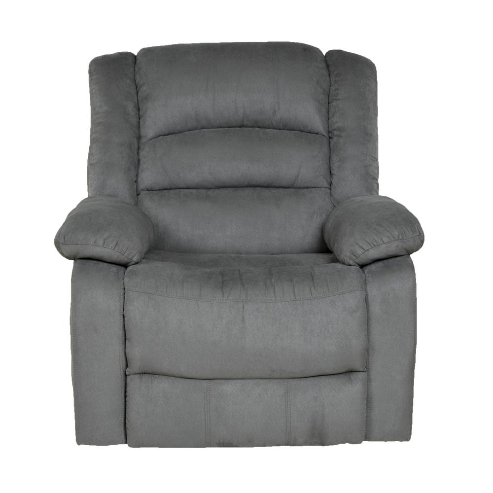 Relaxzen Longstreet Grey Microfiber Massage Rocker Recliner with 