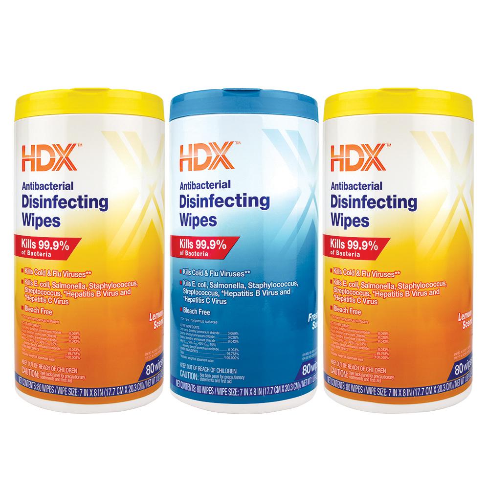 HDX 80Count Lemon/Fresh Scent Disinfecting Wipes (3Pack)HOMDE23
