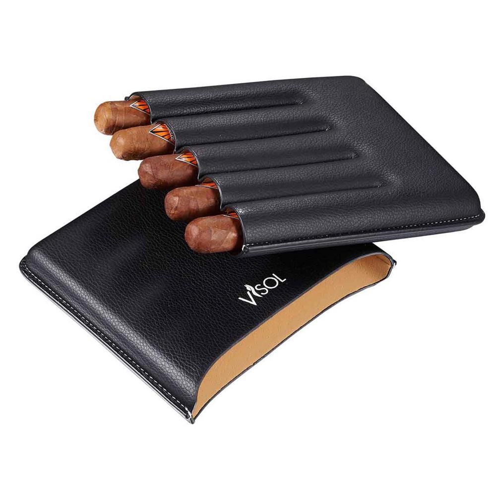Visol Dakota Black Cigar Case Holds 5Large Ring Gauge Cigar CaseVCASE730 The Home Depot