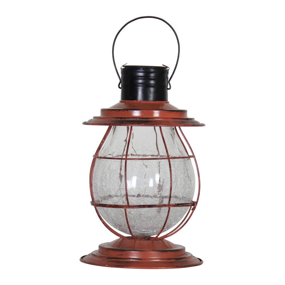 Exhart Solar Firefly 10 In Rust Lantern Light With Base 12261 The Exhart Solar Firefly 10 In Rust Lantern Light With Base