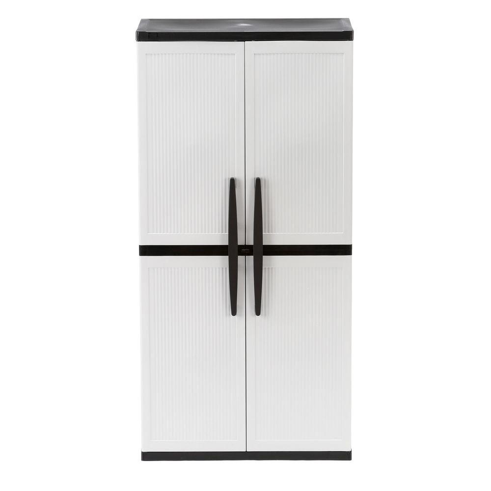 HDX 35 in. W 4-Shelf Resin Multi-Purpose Tall Cabinet in Gray 17183679