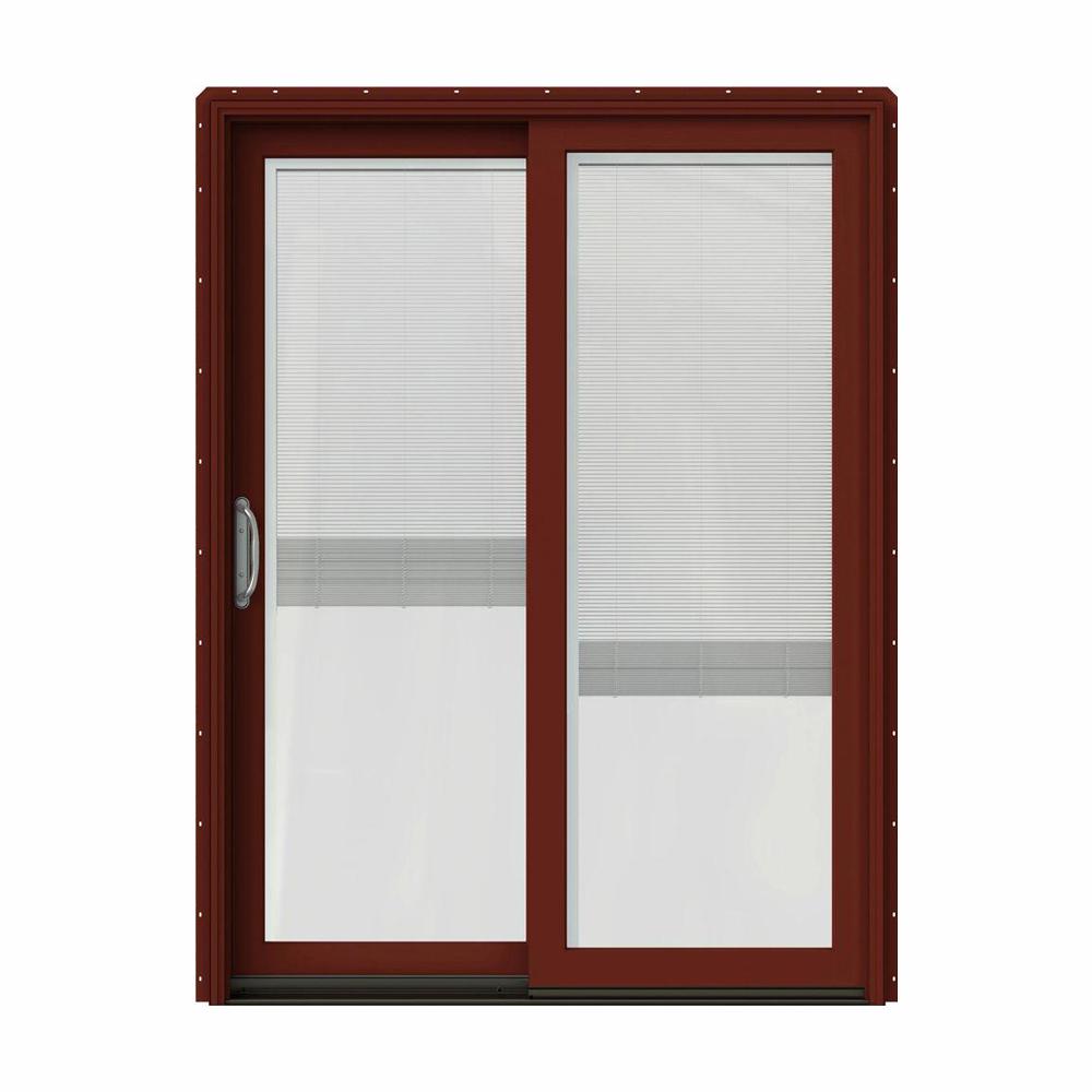 JELD WEN 60 In X 80 In W 2500 Contemporary Red Clad Wood Left Hand   Mesa Red Jeld Wen Patio Doors Jw2201 01314 64 1000 