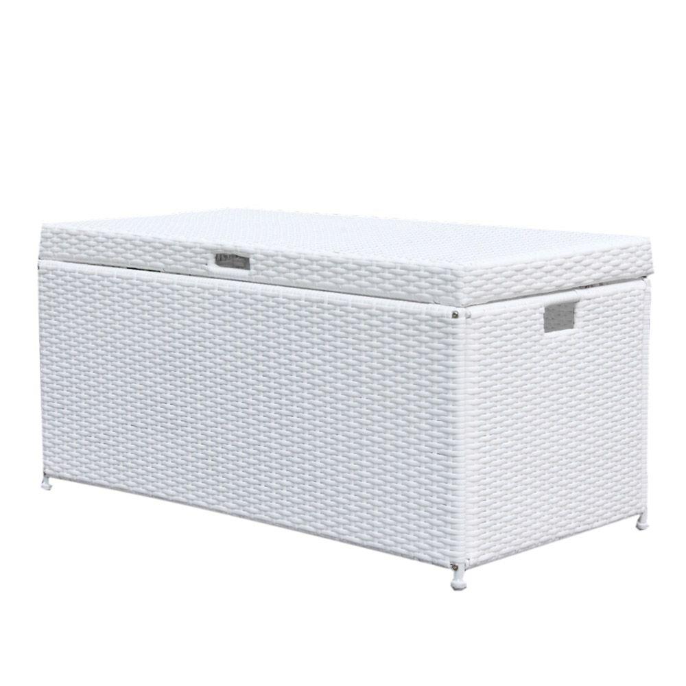 white rattan storage box