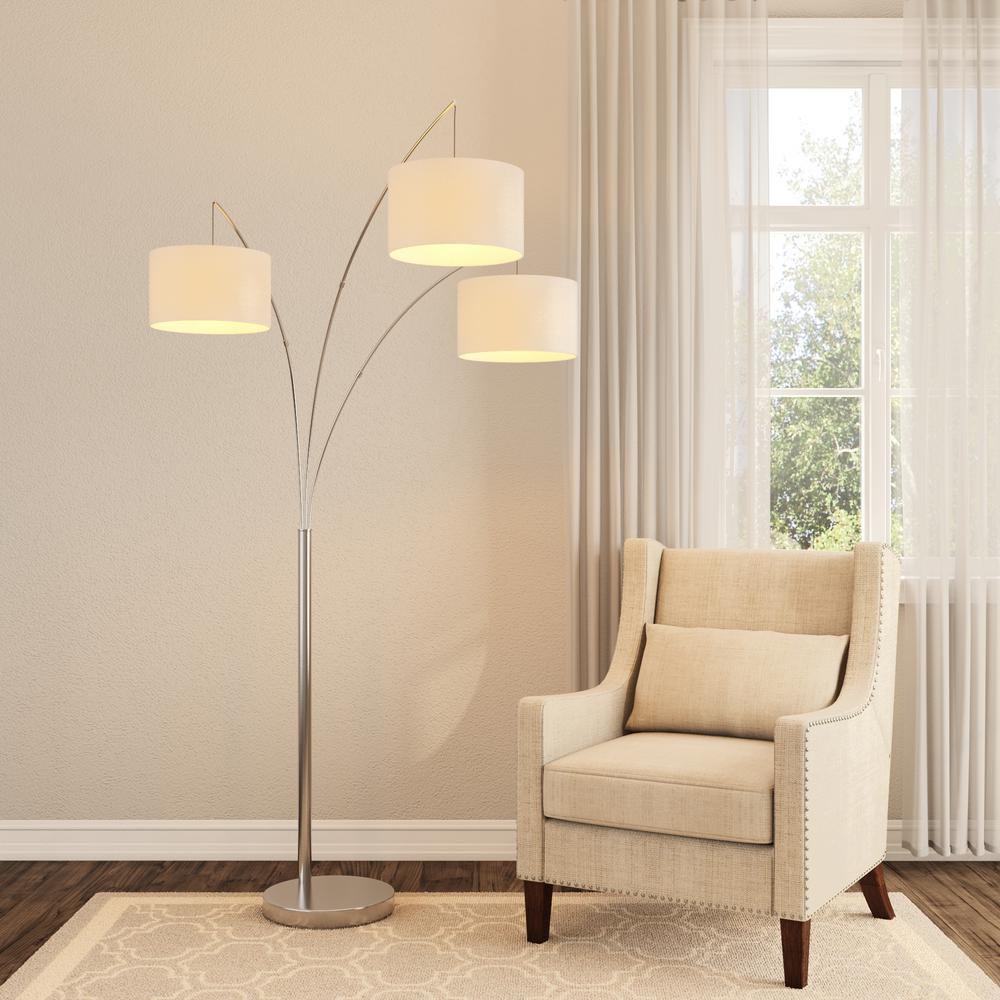 Adesso Trinity 82 In Satin Steel Arc Lamp