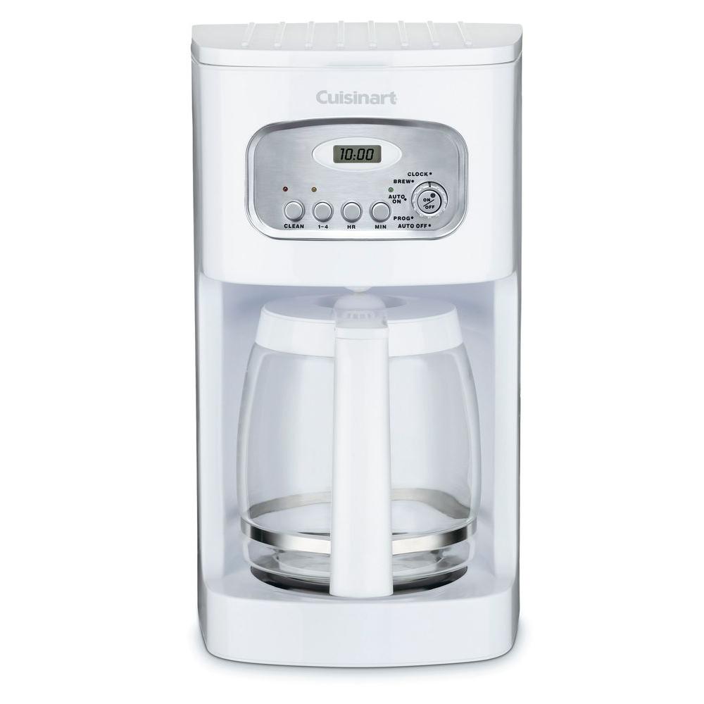 Cuisinart 12 Cup White Drip Coffee Maker With Carafe Dcc 1100 The Home Depot