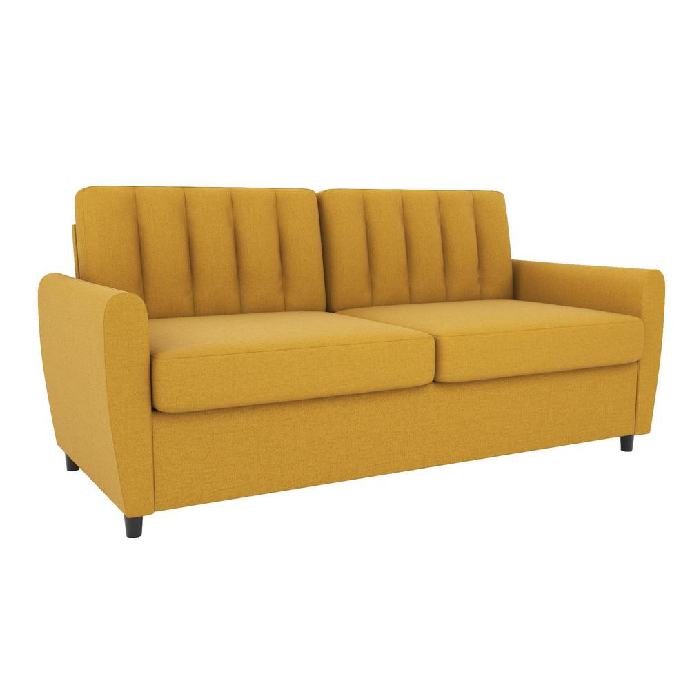 Novogratz Brittany 32.5 W Mustard Linen Sleeper Sofa with Memory Foam ...