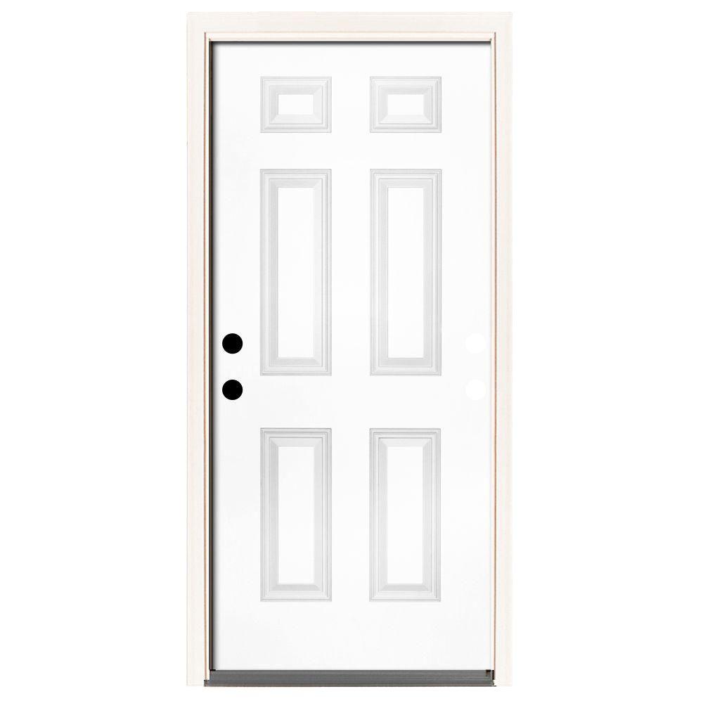 6 Panel Steel Doors Front Doors The Home Depot