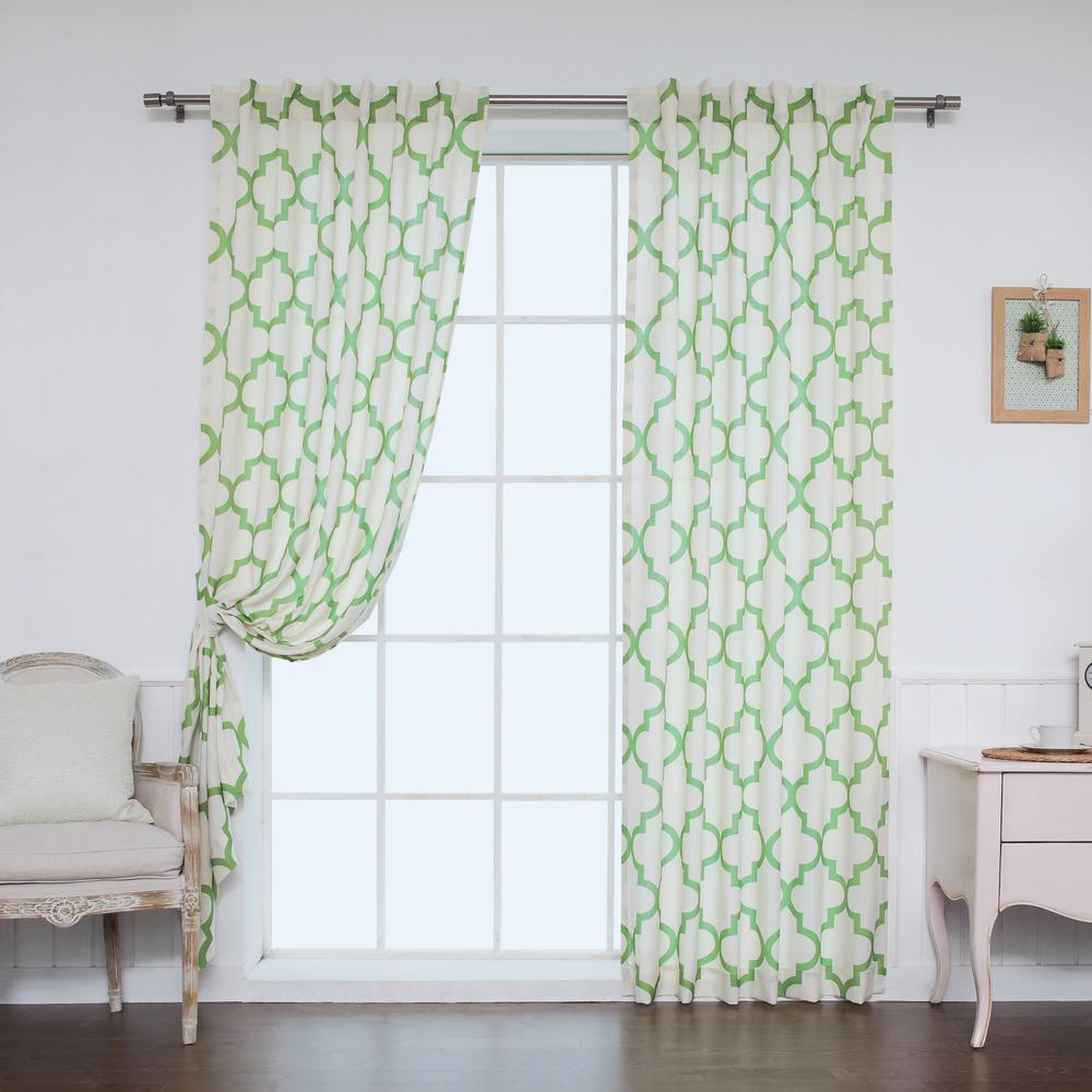 84 In L Green Faux Linen Reverse Moroccan Curtain 2 Pack