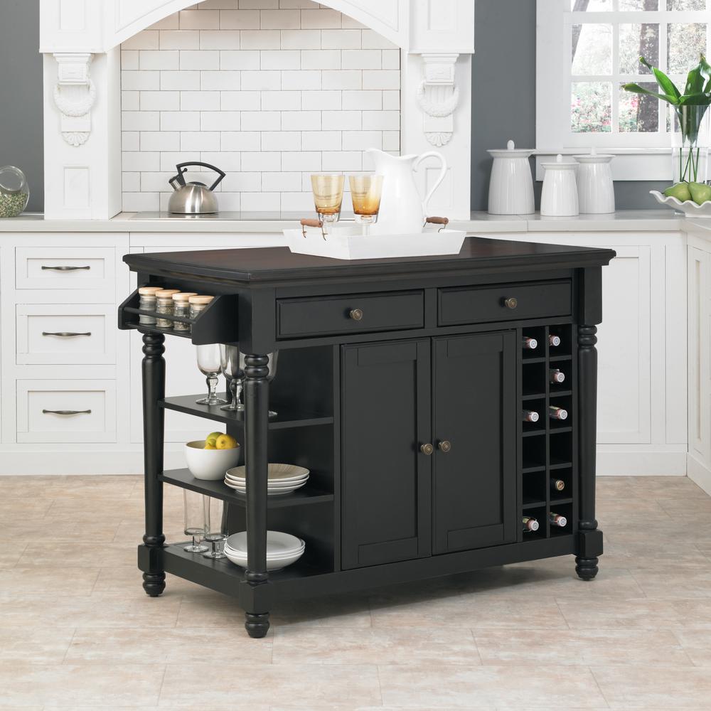 Grand Torino Black Kitchen Island With Storage
