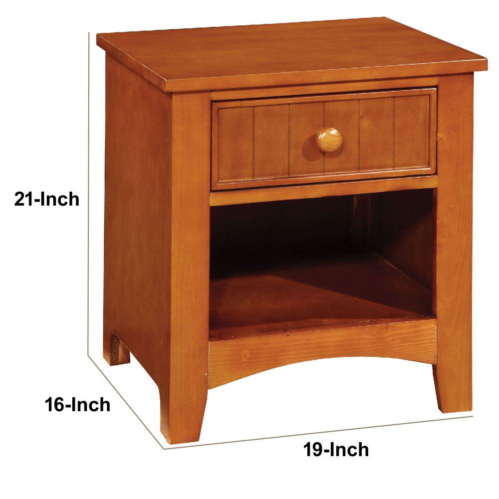 Benjara Omnus Oak Wood Night Stand 16 In L X 19 In W X 21 In H Bm122964 The Home Depot