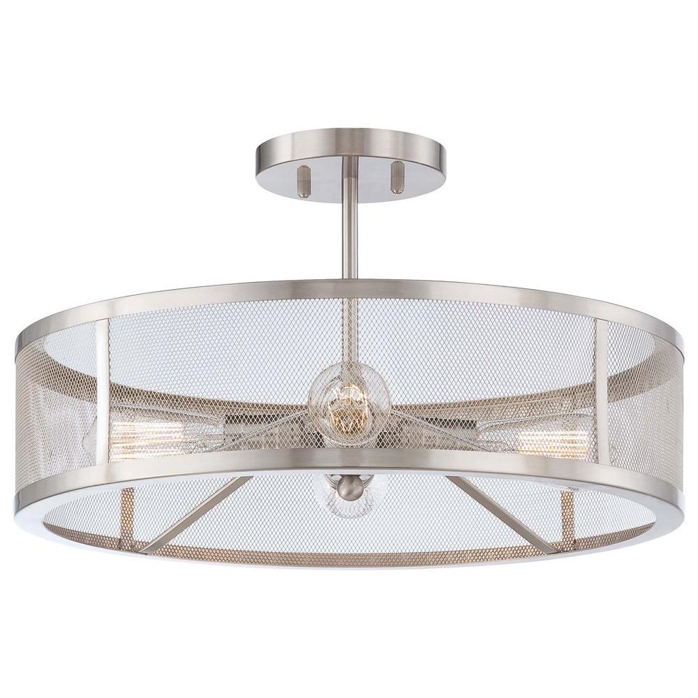 minka lavery downtown edison 4-light brushed nickel semi-flush mount