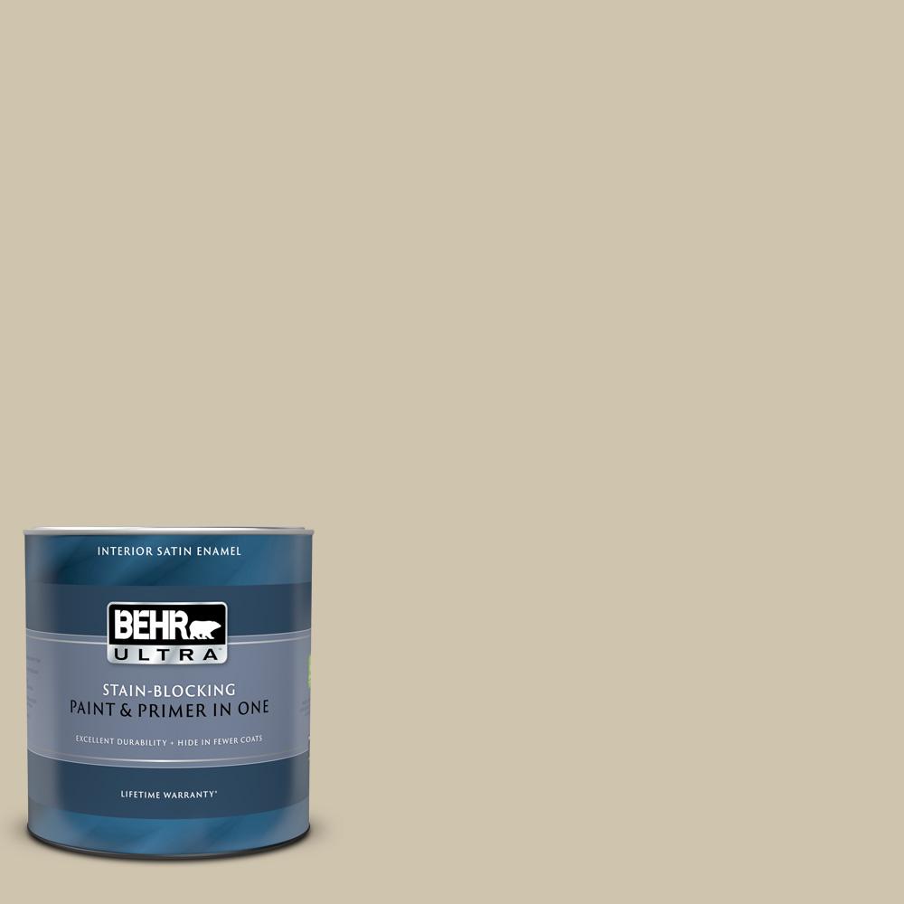 BEHR ULTRA 1 qt. HDCNT18 Yuma Sand Satin Enamel Interior Paint and Primer775404 The Home Depot