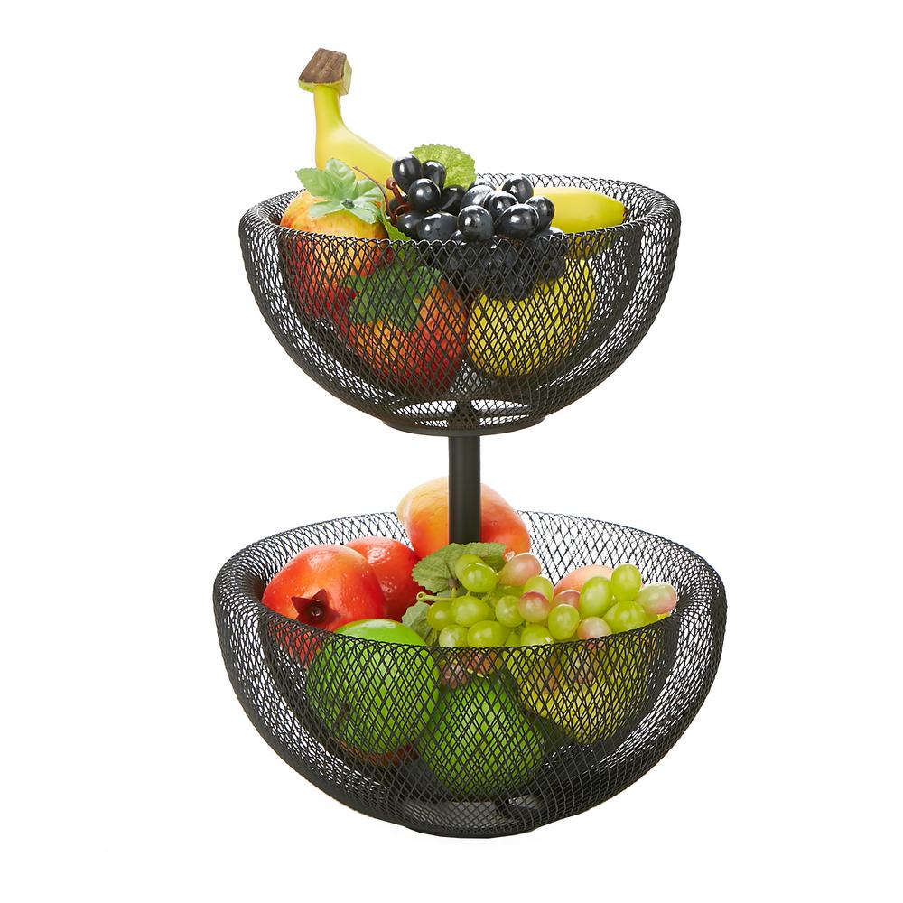 Mind Reader Black 2Tier Mesh Decorative Fruit Bowl2TMFBBLK The