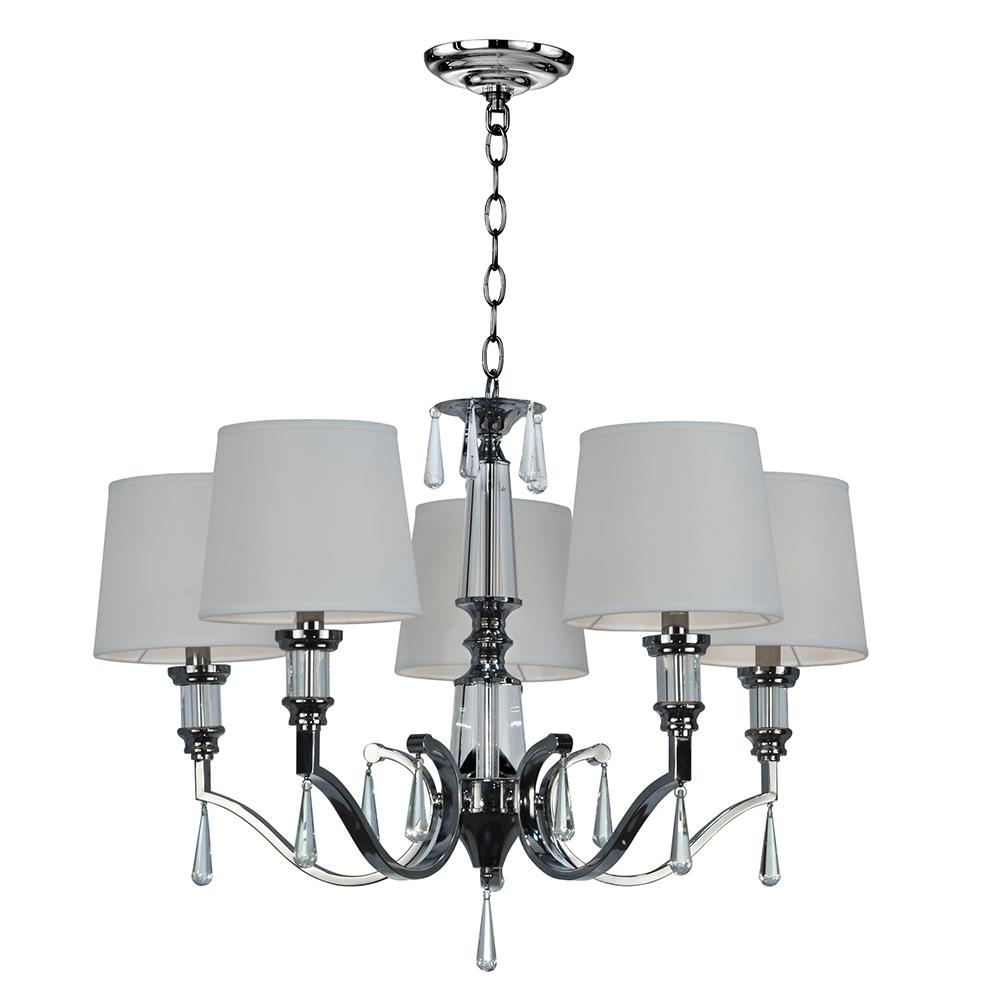 Springdale Lighting Eliza 5 Light Chrome Chandelier With Linen Springdale Lighting Eliza 5 Light Chrome Chandelier With Linen Fabric Shade